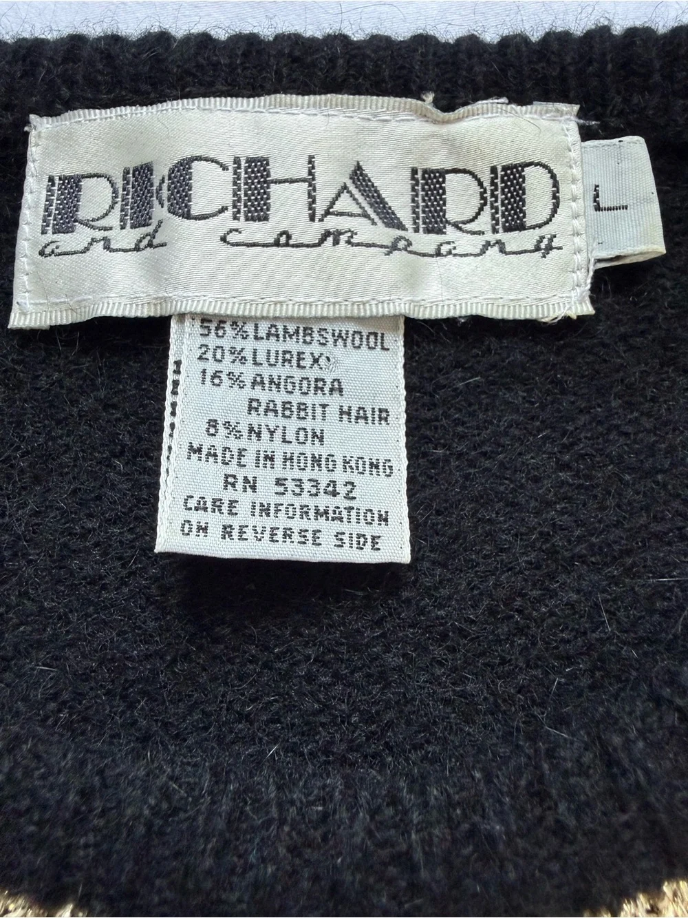 Vintage 80s/90s Black & Gold Diamond-Pattern Crewneck Sweater - Women